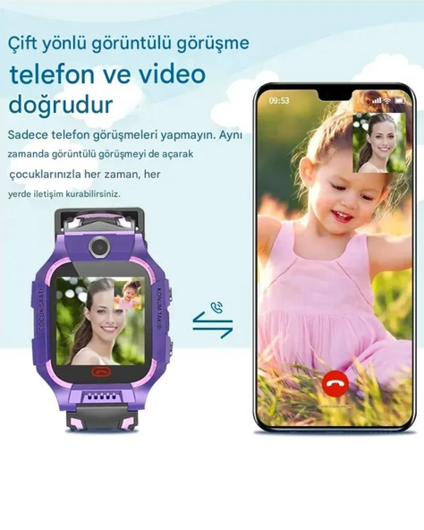 Watch Kameralı GPS Takipli Akıllı Çocuk Saati SIM Kartlı Ortam Dinleme iPhone Huawei Android iOS 8 9 Yeşil - 3