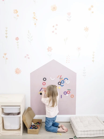 Çocuk Odası Manyetik Duvar Sticker - 33*25 Açık Pudra Sütlü Çay Yama 2 Adet - 2