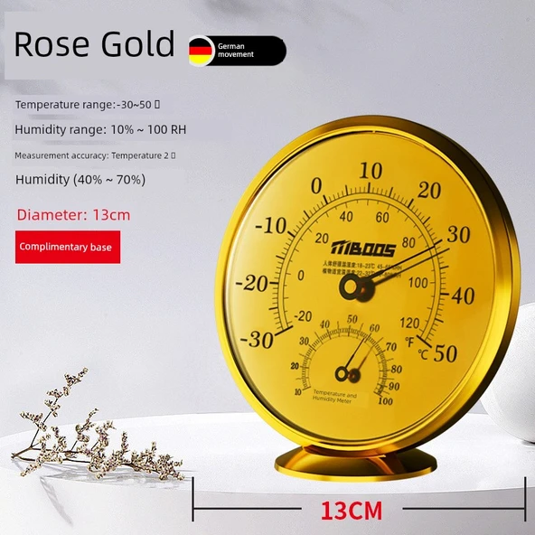 İç Ortam Termometre Higrometre - Rose Gold 13cm Bazlı