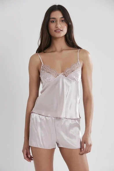 PİERRE CARDİN 6325  Pudra  Kısa Gecelikli Saten 6 Lı Çeyiz Seti - Resim 4