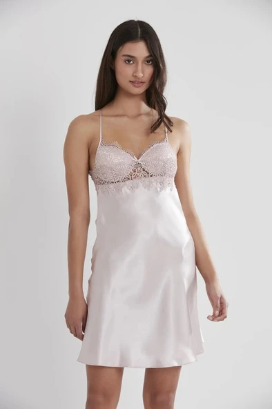 PİERRE CARDİN 6325  Pudra  Kısa Gecelikli Saten 6 Lı Çeyiz Seti - Resim 3