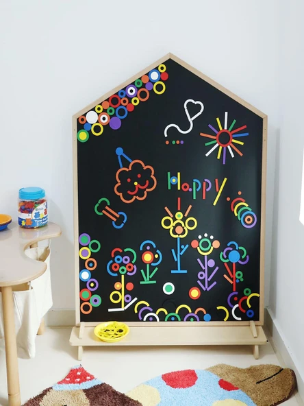 Çocuk Odası Manyetik Duvar Sticker - 33*25 Açık Pudra Sütlü Çay Yama 2 Adet - 3