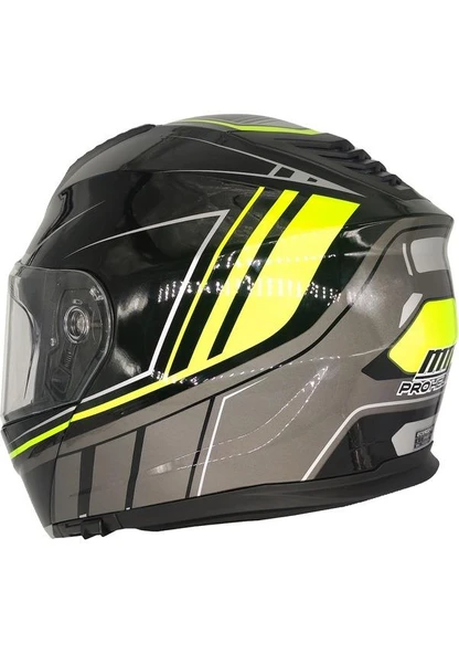 MTS M 966 SİYAH NEON YEŞİL ÇENE AÇILIR MOTOSİKLET KASK - 3