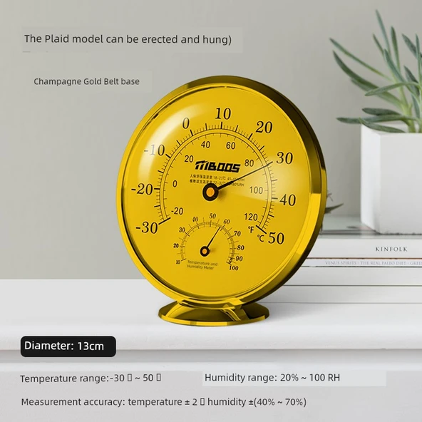 Yüksek Hassasiyetli Termometre Higrometre - Rose Gold Tabanlı 13cm