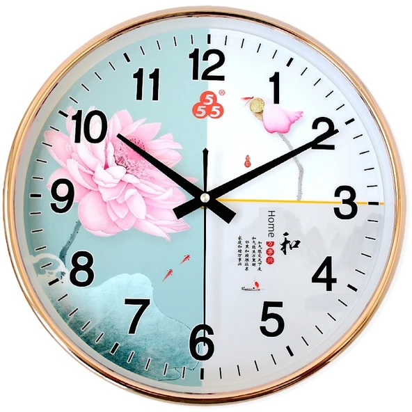 Minimalist Sessiz Duvar Saati - 12 inç - 53114 Altın Ev ve Geyik 30cm