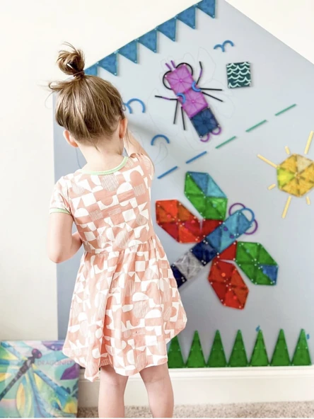 Çocuk Odası Manyetik Duvar Sticker - 33*25 Açık Pudra Sütlü Çay Yama 2 Adet - 6
