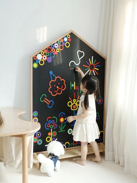 Çocuk Odası Manyetik Duvar Sticker - 33*25 Açık Pudra Sütlü Çay Yama 2 Adet - 4