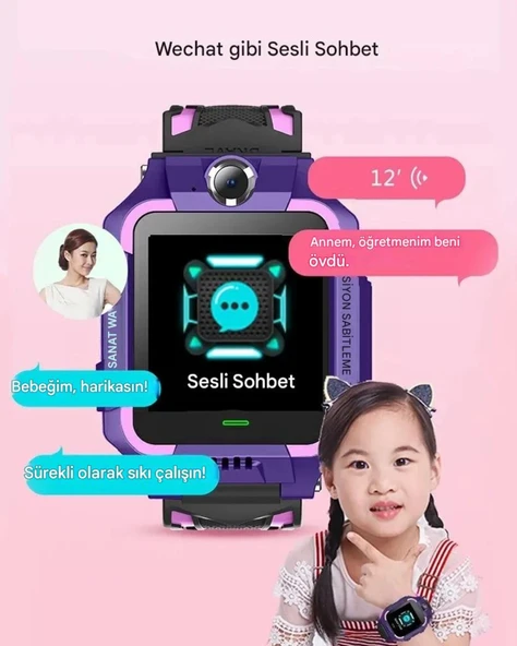 Watch Kameralı GPS Takipli Akıllı Çocuk Saati SIM Kartlı Ortam Dinleme iPhone Huawei Android iOS 8 9 Yeşil - 7