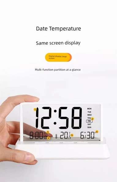 Dijital Oda Termometresi - Şeffaf Xiaomi Beyazı - Geniş Ekranlı - 12