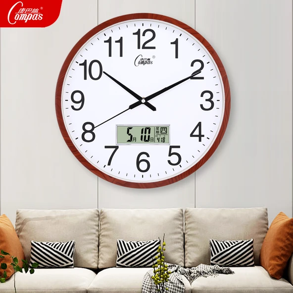 Oturma Odası Sessiz Duvar Saati - 34cm Altın Beyaz Kangba İpek - 3
