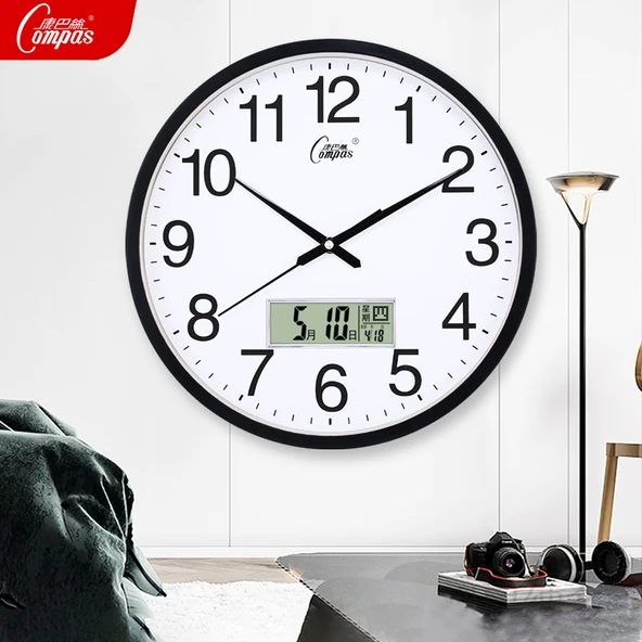 Oturma Odası Sessiz Duvar Saati - 34cm Altın Beyaz Kangba İpek - 4