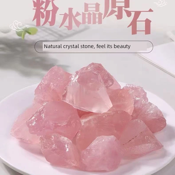 Kristal Cam Aromaterapi Kabı - Doğal Pembe Kristal 2-4cm 100g