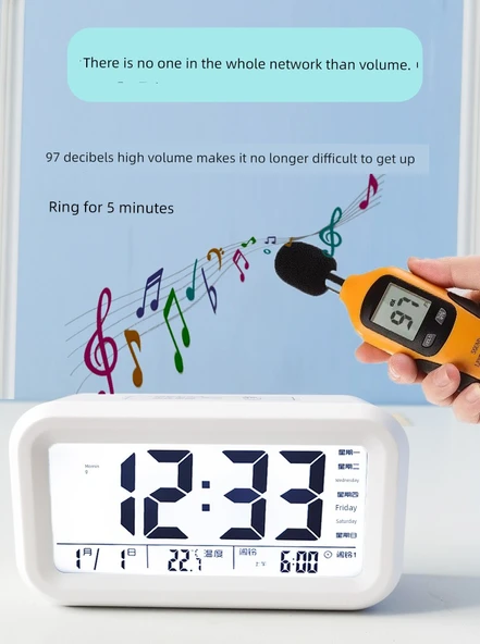 Düşmeye Dayanıklı Işıklı Şarj Edilebilir Alarm Saati - Pembe (7. Nesil Batarya Yükseltme) - 9