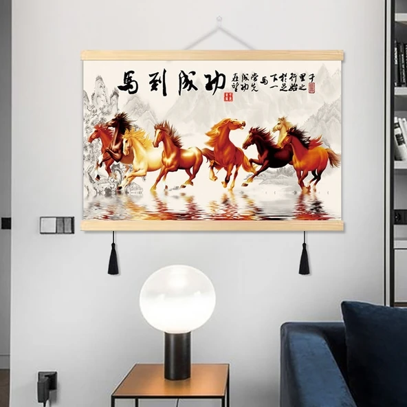 Atlar Kanvas Tablo - Feng Shui - 20x25 cm - Sekiz At 05-1 - 3