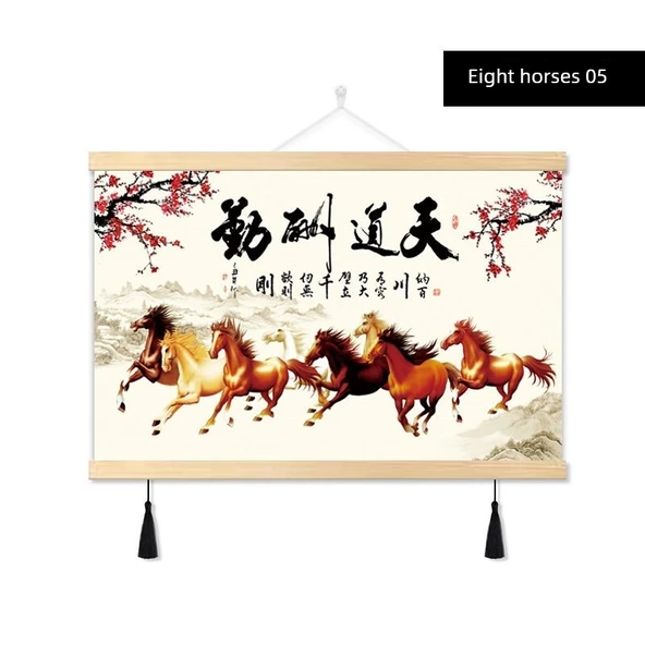 Atlar Kanvas Tablo - Feng Shui - 20x25 cm - Sekiz At 05-1