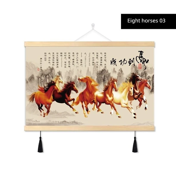 Atlar Kanvas Tablo - Feng Shui - 30x30 cm - Sekiz At 03