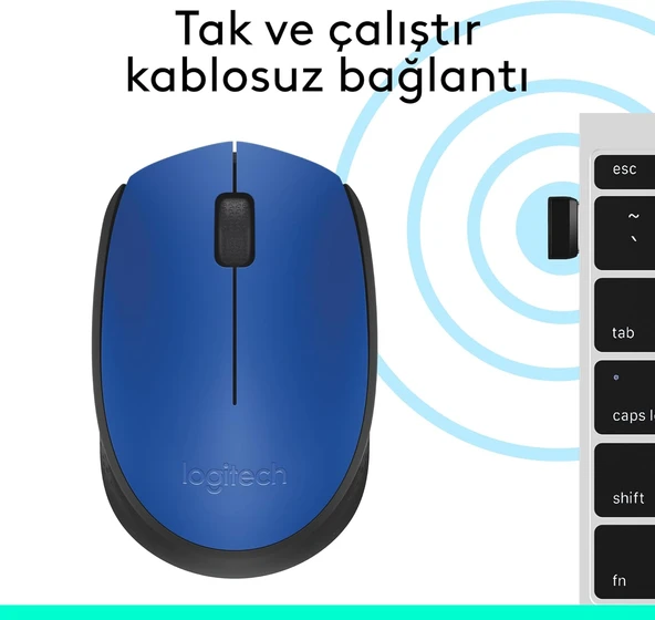 Logitech M171 910-004640 Mavi Optik Kablosuz Mouse - Resim 3
