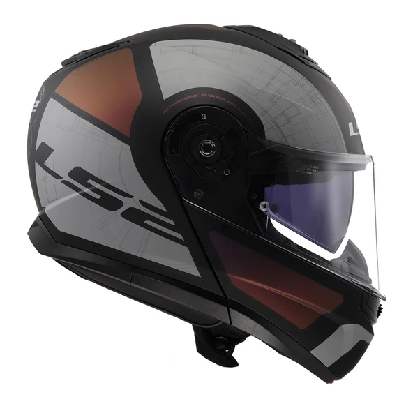 LS2 STROBE 2 ORION MAT SİYAH-MOR-MAVİ ÇENE AÇILIR KASK - 4