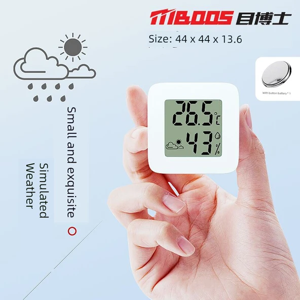 Minimalist Mini Dijital Termometre Higrometre [Tek Mini Boyutlu]