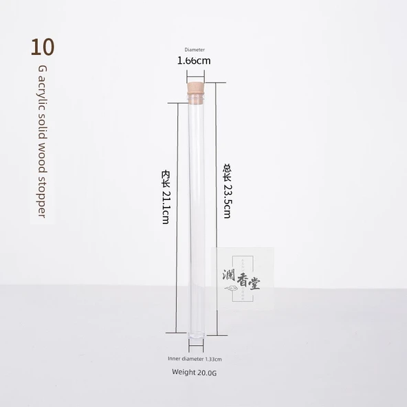 Akrilik Tütsü Saklama Kabı - 21cm İplik Tütsü 10G Ahşap Tıpalı