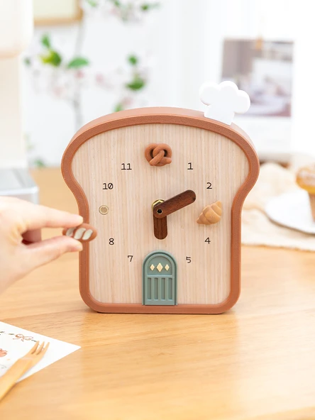 Tost Tasarımlı Küçük Masa Saati - Hediye Kutulu - 5