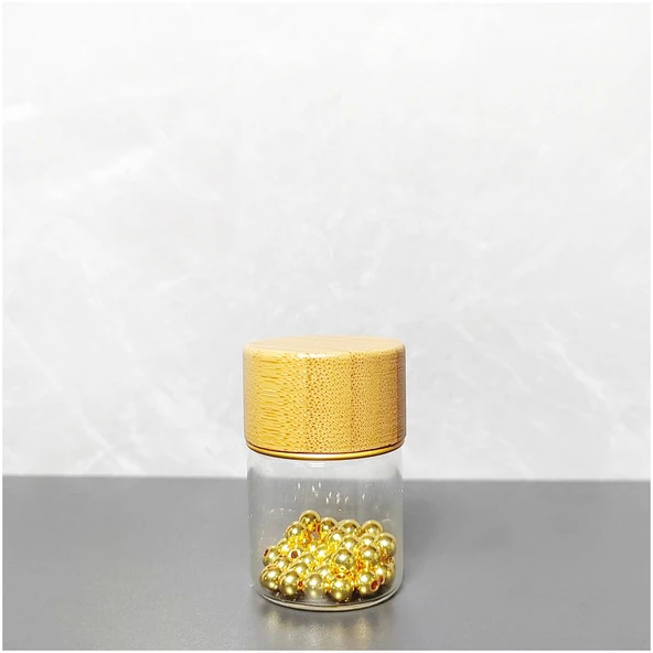 Bambu Kapaklı Cam Saklama Şişesi - 15ml + 20ml + 30ml Set - 5