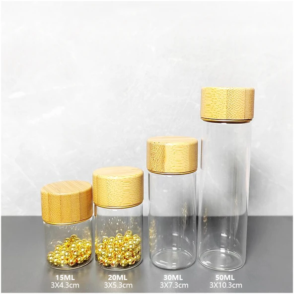 Bambu Kapaklı Cam Saklama Şişesi - 20ml - 3