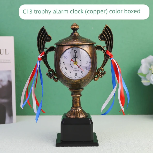 Kupa Tasarımlı Mini Çalar Saat - Bronz (Model 3)