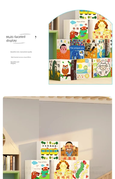 Kitap Köşesi Dekoratif Duvar Sticker - B10001 Resimli Kitap Kutusu-Beş A - KT Kartı Büyük Boy - 12