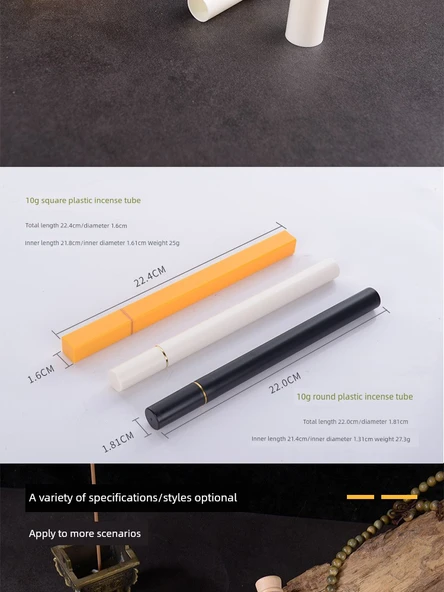 Akrilik Tütsü Saklama Kabı - 21cm Çizgi Tütsü 10g Kare Sarı Tüp - 9