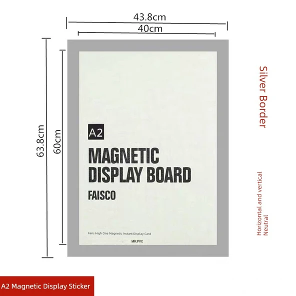 Manyetik PVC Poster Klipsi - A2 Gümüş