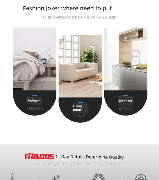 Gümüş Gri Oda Termometresi - 9cm - Tabanlı - 11