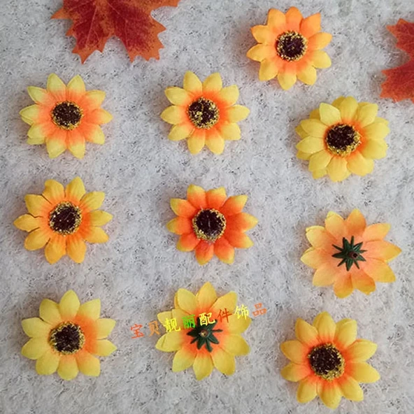 DIY El İşi için Yapay Ayçiçeği Papatya - Altın + Siyah Göbek - 4