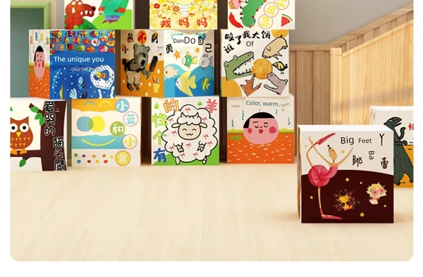 Kitap Köşesi Dekoratif Duvar Sticker - B10001 Resimli Kitap Kutusu-Beş A - KT Kartı Büyük Boy - 10