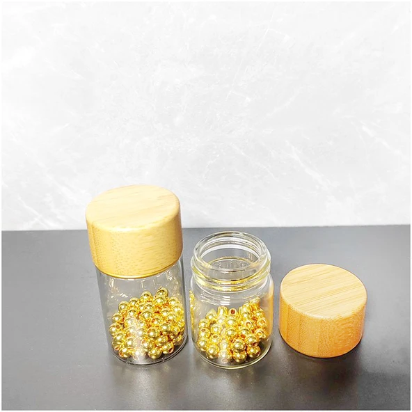 Bambu Kapaklı Cam Saklama Şişesi - 15ml - 9