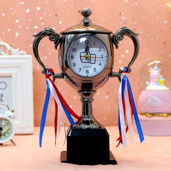 Kupa Tasarımlı Mini Çalar Saat - Gümüş (Model 2)