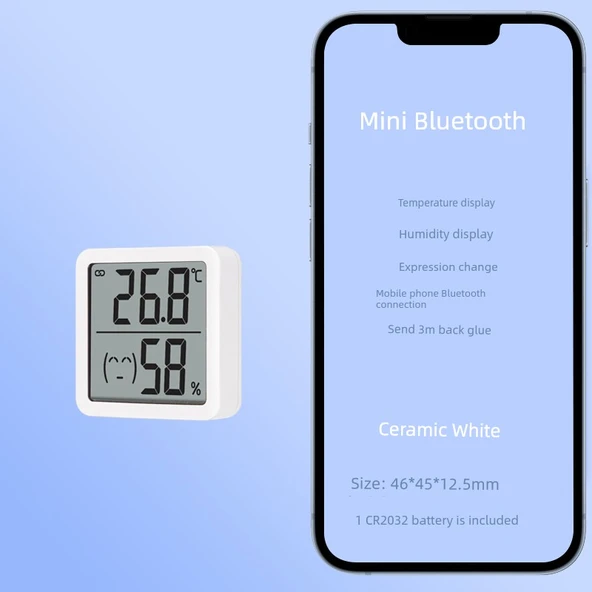 Dijital Termometre Higrometre - Mini İfade Bluetooth'lu