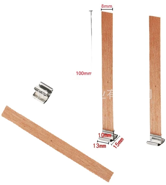 DIY El Yapımı Pamuk Dumanı Tütsü Mum Malzemesi - Ahşap Çekirdek 10mm x 50mm Monolitik + Taban Seti