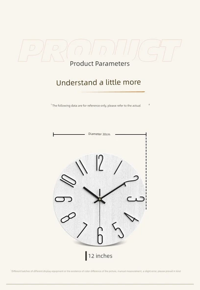 Minimalist Modern Duvar Saati - 30 cm - Kayısı Gül Altın - 11