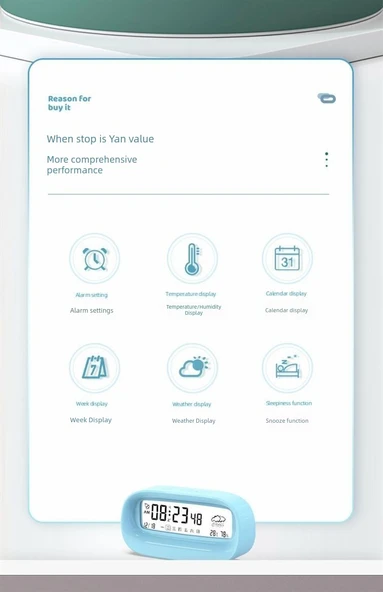 Dijital Oda Termometresi ve Nem Ölçer - Sarı - Pilli Model - Resim 9