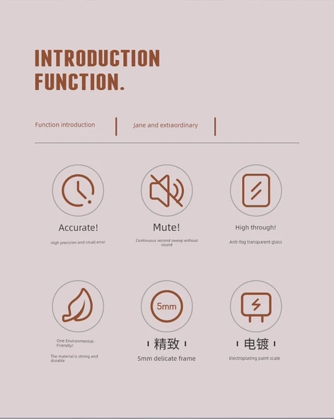 Minimalist Modern Duvar Saati - 25 cm - Kahve Gül Altın - Resim 6