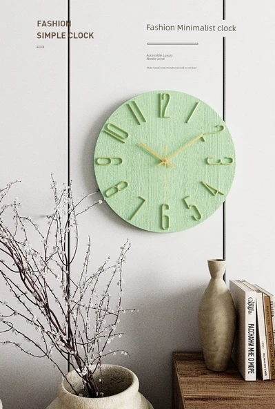 Minimalist Modern Duvar Saati - 30 cm - Kayısı Gül Altın - 5