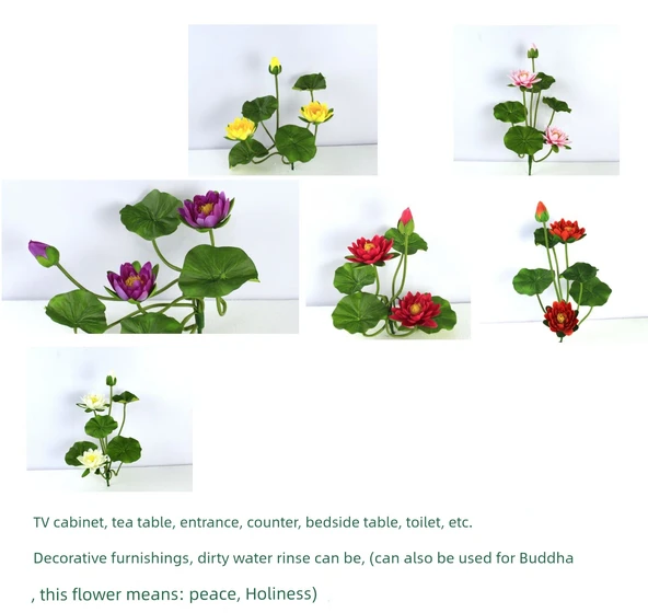 Yapay Lotus Çiçeği Aranjmanı - İki Lotus Plastik Saksıda 2 Turuncu Demet - 7