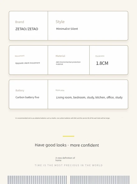 Minimalist Modern Duvar Saati - 25 cm - Kahve Gül Altın - Resim 12