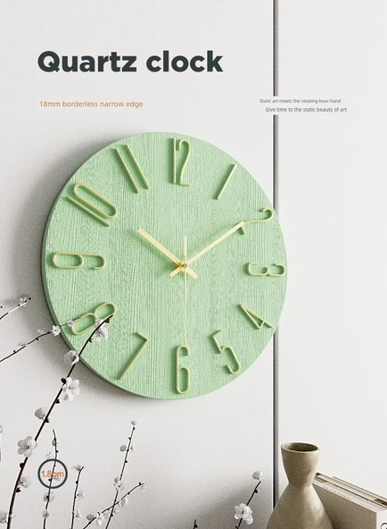Minimalist Modern Duvar Saati - 30 cm - Kayısı Gül Altın - 8
