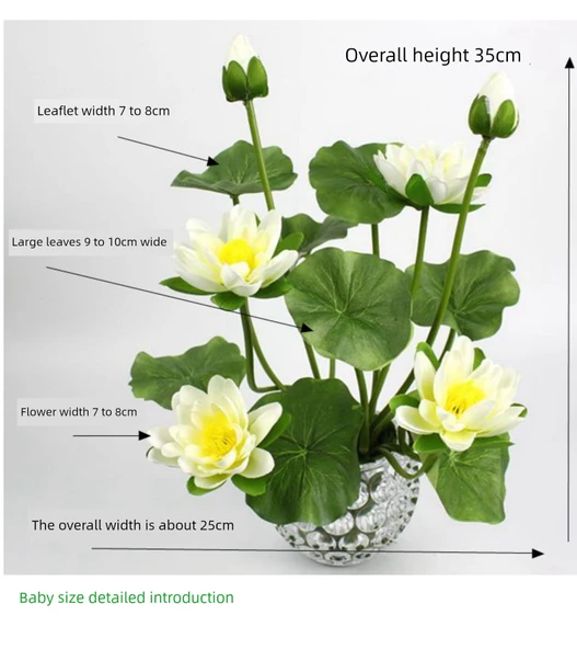 Yapay Lotus Çiçeği Aranjmanı - İki Lotus Plastik Saksıda 2 Turuncu Demet - 9
