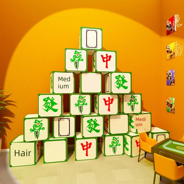 Mahjong Satranç Odası Duvar Dekoru Sticker - Doğu, Batı, Kuzey ve Güney 2 Resimli Renk - Büyük Boy - 5
