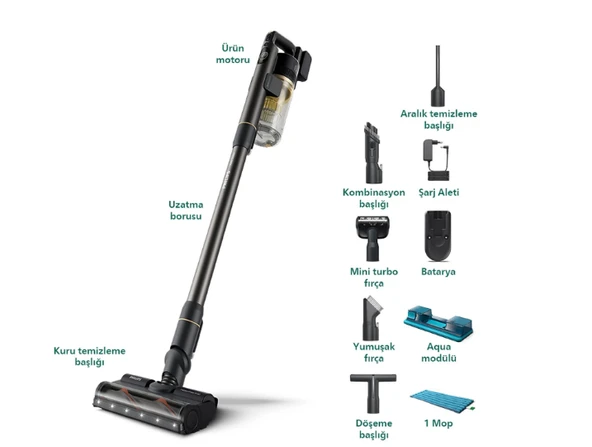 PHİLİPS XC7057/01 AQUA PLUS 7000 ISLAK KURU ŞARJLI DİKEY SÜPÜRGE