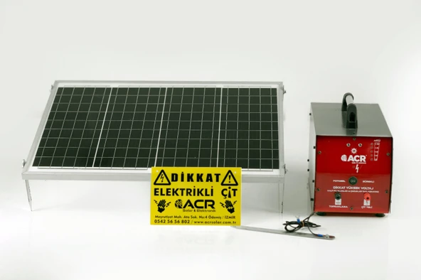 ACR2450 PLUS AKÜLÜ GÜNEŞ ENERJİLİ ELEKTRİKLİ ÇİT SİSTEMİ TAKIM  50 WATT PANELLİ GECE / GÜNDÜZ MODLU ürün görseli