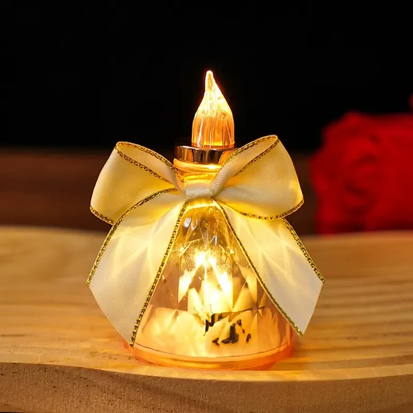 LED Aromaterapi Şişe Elektrikli Mum Lamba - Pembe Stil